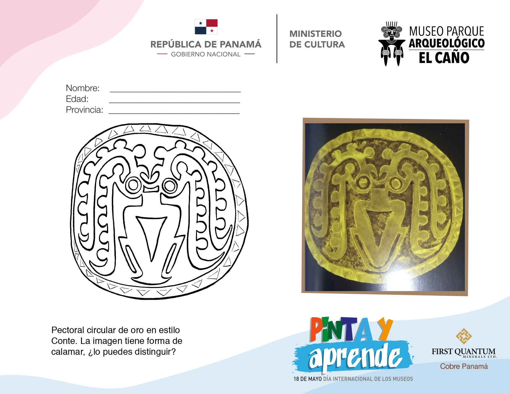 Cobre Panamá | Pectoral circular de oro en estilo Conte